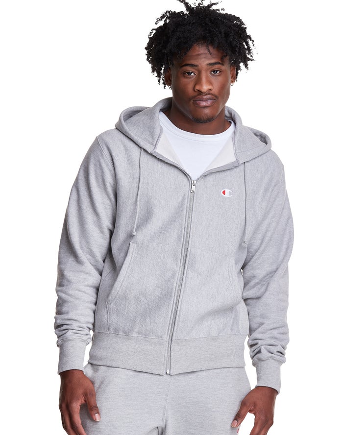 Champion Reverse Weave Full Zip C Logo Hoodie Heren - Grijs - Belgie 3061WUQAE